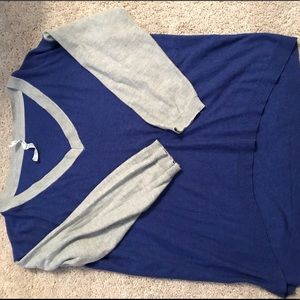 Blue V-neck sweater